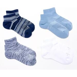 2 pk Tommie Copper 4 Pack Ultra Temp & Ultraguard Ankle Socks Blue Stripe Medium
